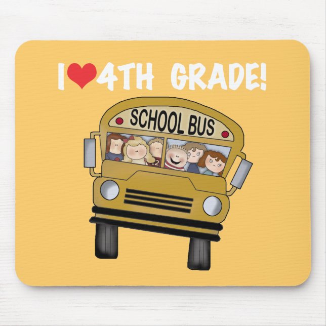 School Bus I Love 4th Grade Mouse Mat (Front)