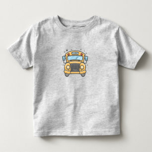 School Bus in Cartoon Style Full Front Design Toddler T-Shirt