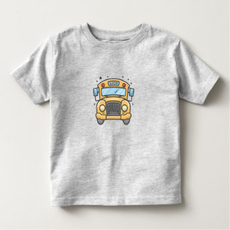 School Bus in Cartoon Style Full Front Design Toddler T-Shirt