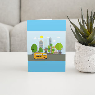School Bus In The City Card