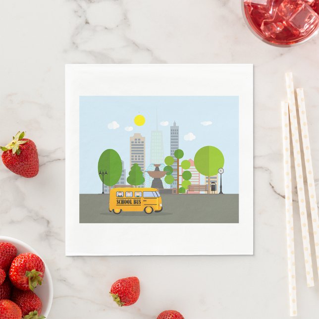 School Bus In The City Napkins (Creator Uploaded)