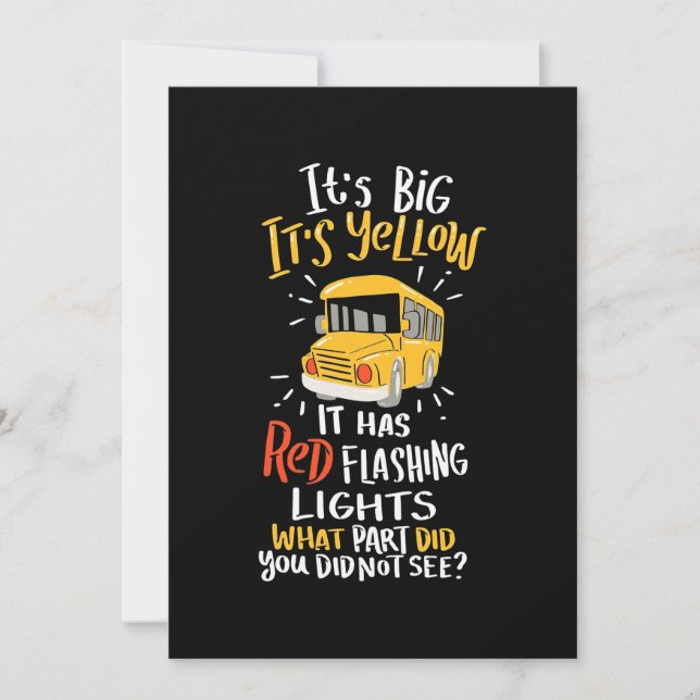 School Bus It Is Big And Yellow Save The Date (Front)