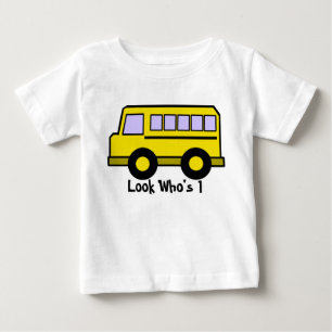 School Bus/ Look Who's 1 Baby T-Shirt