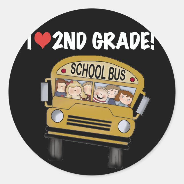 School Bus Love 2nd Grade Classic Round Sticker (Front)