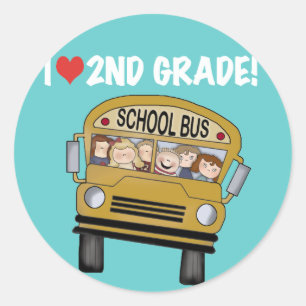 School Bus Love 2nd Grade Classic Round Sticker