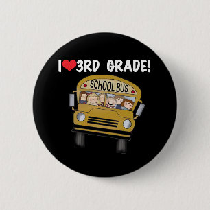 School Bus Love 3rd Grade 6 Cm Round Badge