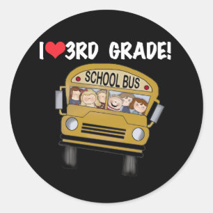School Bus Love 3rd Grade Classic Round Sticker