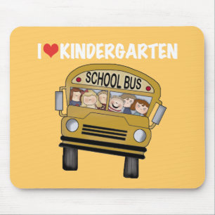 School Bus Love Kindergarten Mouse Mat