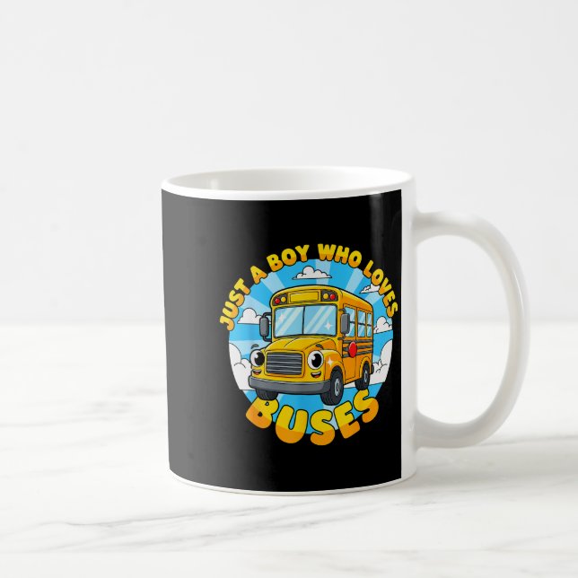 School Bus Lover Just A Boy Who Loves Buses For Ki Coffee Mug (Right)