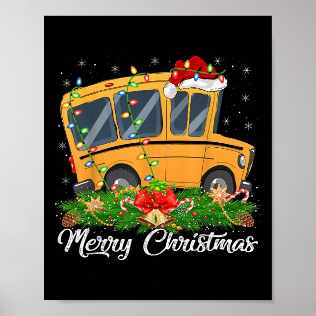 School Bus Lover Matching Santa Hat School Bus Chr Poster (Front)