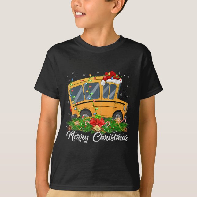 School Bus Lover Matching Santa Hat School Bus Chr T-Shirt (Front)