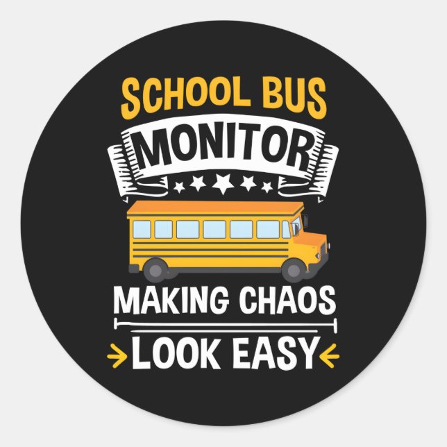 School Bus Monitor Bus Aide Attendant Student Deli Classic Round Sticker (Front)
