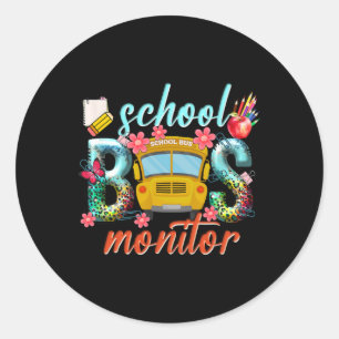 School Bus Monitor School Bus Driver Back To Schoo Classic Round Sticker