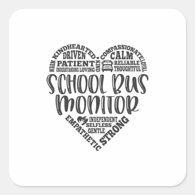 School bus monitor, schoolbus monitor square sticker (Front)