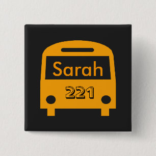 School Bus Name Tag Button