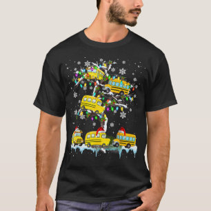 School Bus On Xmas Tree Christmas Santa School Bus T-Shirt