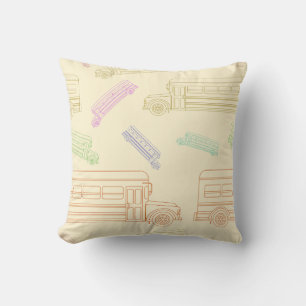 School Bus Pattern Back-to-School Design Cushion
