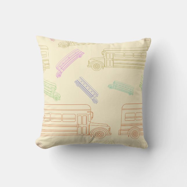 School Bus Pattern Back-to-School Design Cushion (Front)
