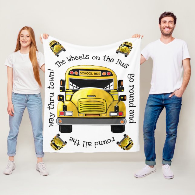 School Bus Personalised Blanket (In Situ)
