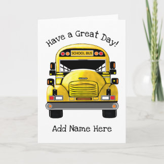 School Bus Personalised Greeting Card