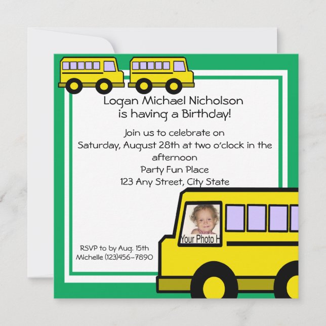School Bus/ photo Invitation (Front)