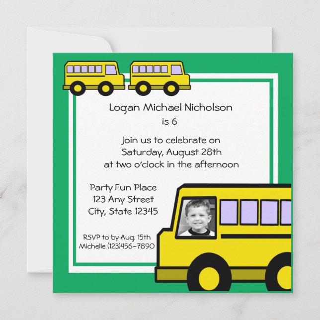 School Bus/ photo Invitation (Front)
