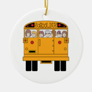 School Bus Rear Ceramic Tree Decoration