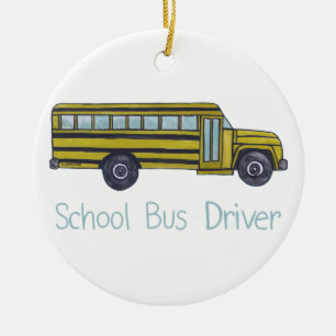 School Bus round Ceramic Ornament