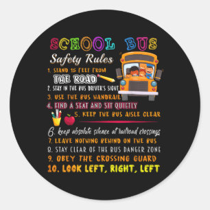School Bus Safety Rules Classic Round Sticker