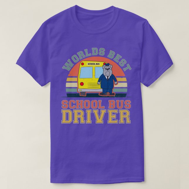 School Bus Shirt Vintage Retro Sunset Bulldog Gift (Design Front)