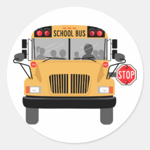 School Bus Stop Classic Round Sticker