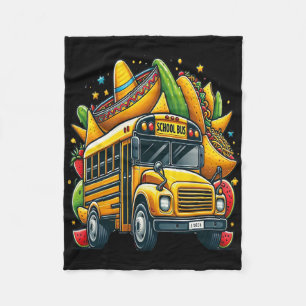 School Bus Tacos Kids Mens Womens Mexican Cinco De Fleece Blanket