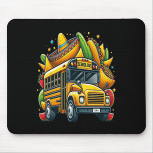 School Bus Tacos Kids Mens Womens Mexican Cinco De Mouse Mat
