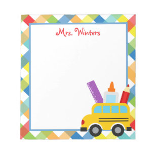 School Bus Teacher Personalised Notepad
