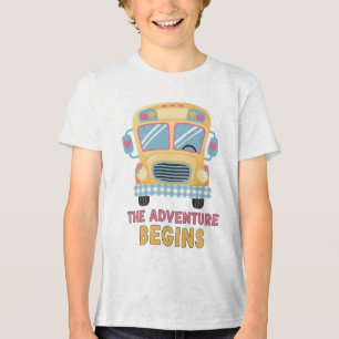School Bus The Adventure Begins Back to School Tri-Blend Shirt