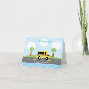 School Bus Town Birthday Thank you Card