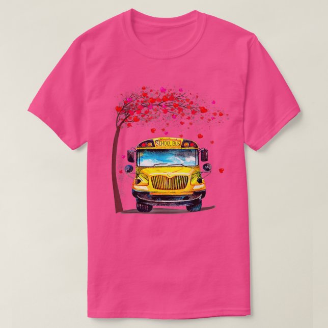 School Bus Valentine With Tree Heart School Bus Dr T-Shirt (Design Front)
