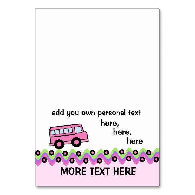 School Bus Wheels Pink Party Card 2 (Front)