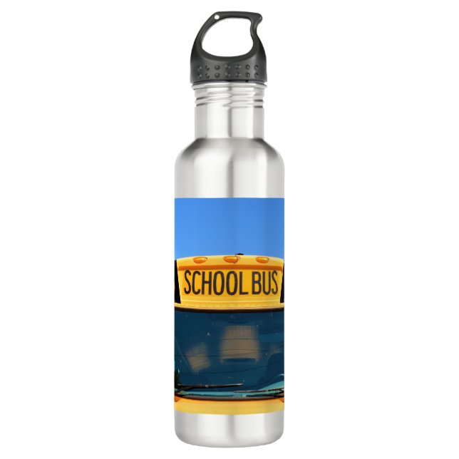 School Bus With Amber & Red Lights 710 Ml Water Bottle (Front)