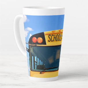 School Bus With Amber & Red Lights Latte Mug