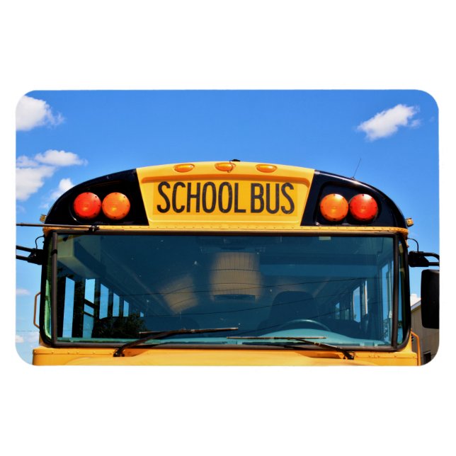School Bus With Amber & Red Lights Magnet (Horizontal)