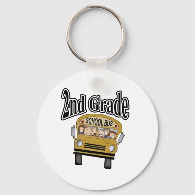 School Bus with Kids 2nd Grade Key Ring (Front)