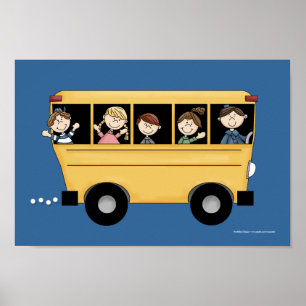 School Bus with Kid's & Driver Poster Print D2
