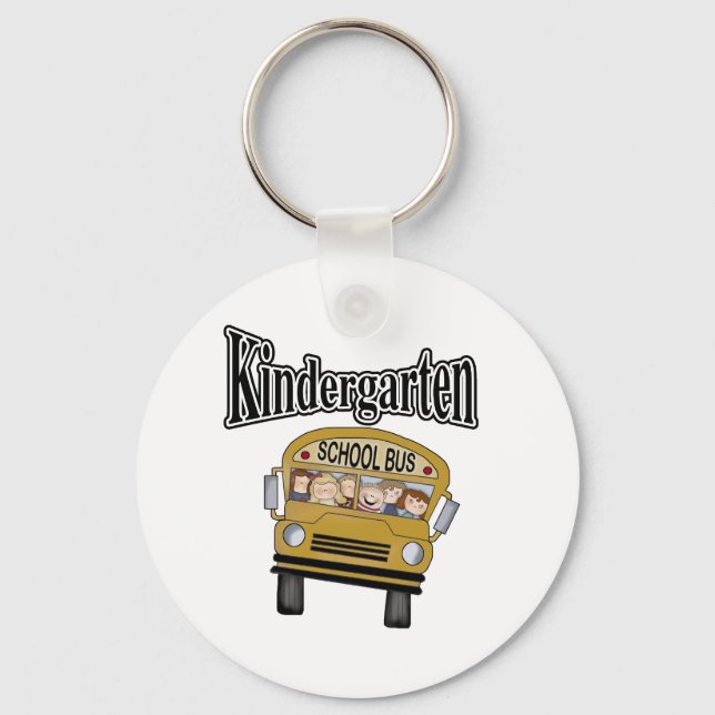 School Bus with Kids Kindergarten Key Ring (Front)
