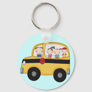 School Bus with Kids T-shirts and Gifts Key Ring