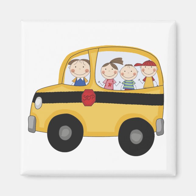 School Bus with Kids T-shirts and Gifts Magnet (Front)