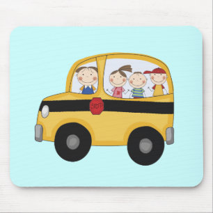 School Bus with Kids T-shirts and Gifts Mouse Mat