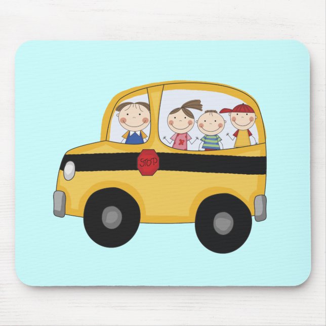 School Bus with Kids T-shirts and Gifts Mouse Mat (Front)