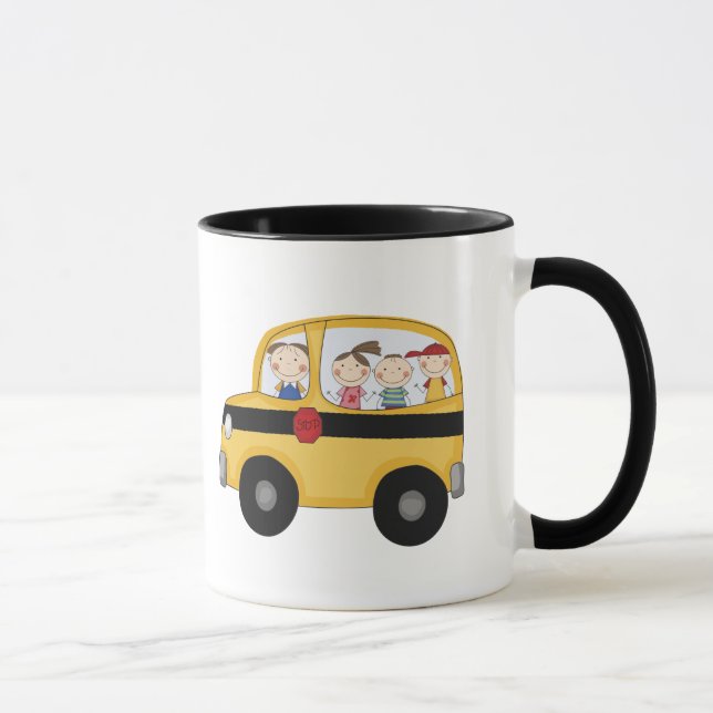 School Bus with Kids T-shirts and Gifts Mug (Right)