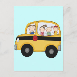 School Bus with Kids T-shirts and Gifts Postcard